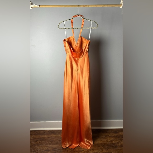 Morgan and Co Stunning Orange Bedazzled Evening Dress - Picture 3 of 3